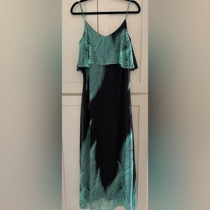 Elegant Black and Green Maxi Dress